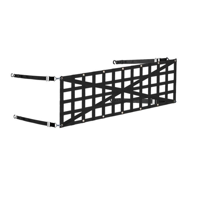 Takaluukun kuormaverkko polypropeeni 1370 x 460 mm 4 säädettävää teleskooppihihnaa ristiin vahvistettu