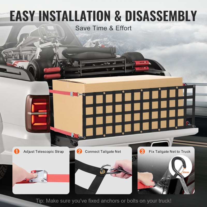 Peräportin verkko polyesteri 1370 x 460 mm, 680 kg vetolujuus, 4 teleskooppihihnaa