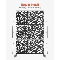 Metallinen kolmipaneelinen näkösuoja 120 x 50,8 x 183 cm musta