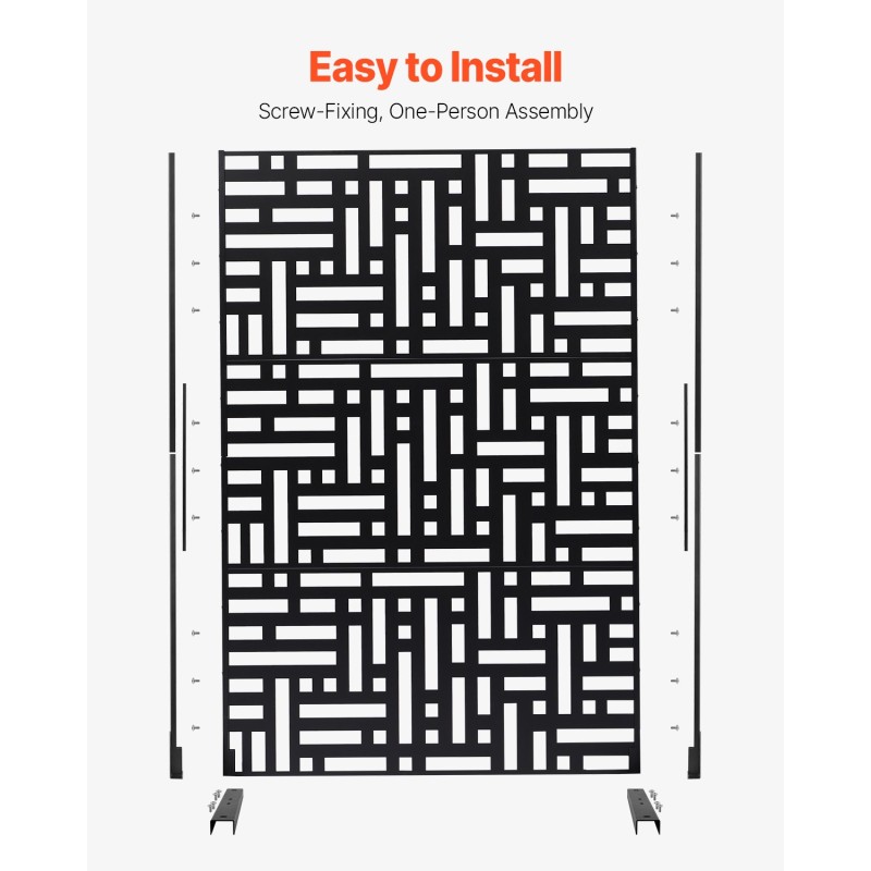 Metallinen 3-paneelinen vapaasti seisova näkösuoja 120×50,8×193 cm musta