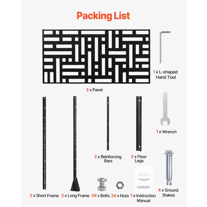 Metallinen 3-paneelinen vapaasti seisova näkösuoja 120×50,8×193 cm musta