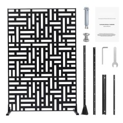 Metallinen 3-paneelinen vapaasti seisova näkösuoja 120×50,8×193 cm musta