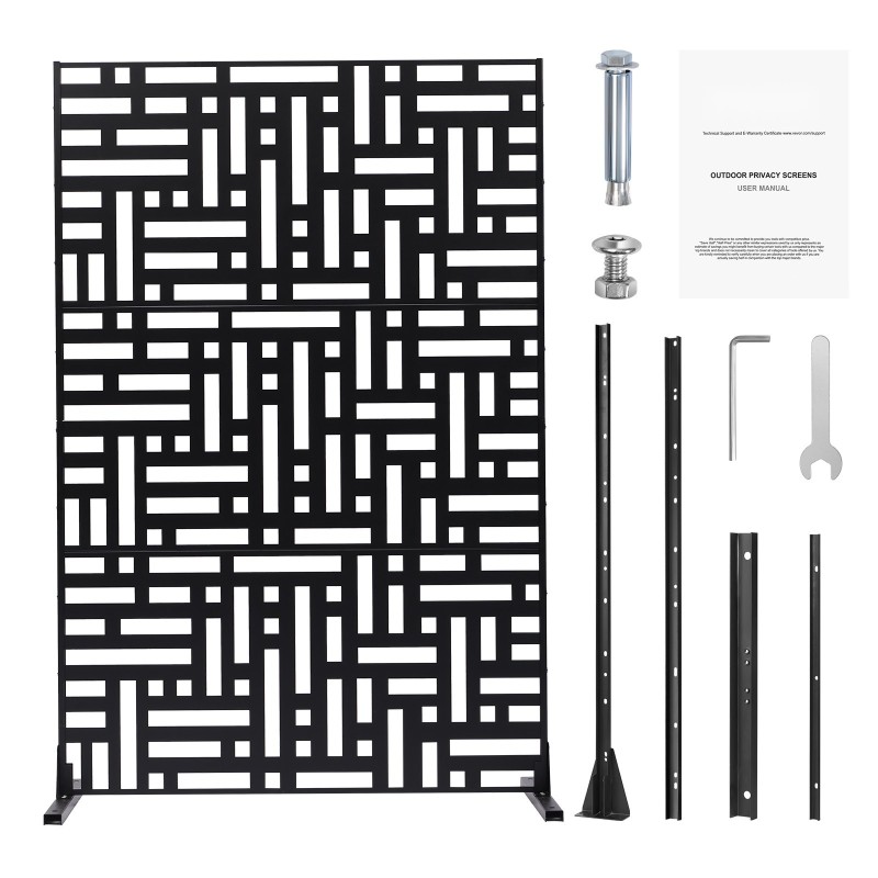 Metallinen 3-paneelinen vapaasti seisova näkösuoja 120×50,8×193 cm musta