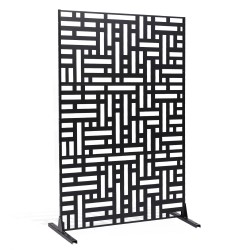 Metallinen 3-paneelinen vapaasti seisova näkösuoja 120×50,8×193 cm musta
