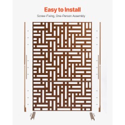 Metallinen 3-paneelinen yksityisyysseinä 91 x 191 cm ruskea vapaasti seisova jalustalla parvekkeelle