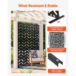 Metallinen 5-paneelinen vapaasti seisova näkösuoja musta 120 x 50,8 x 183 cm