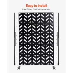 Metallinen 5-paneelinen vapaasti seisova näkösuoja musta 120 x 50,8 x 183 cm