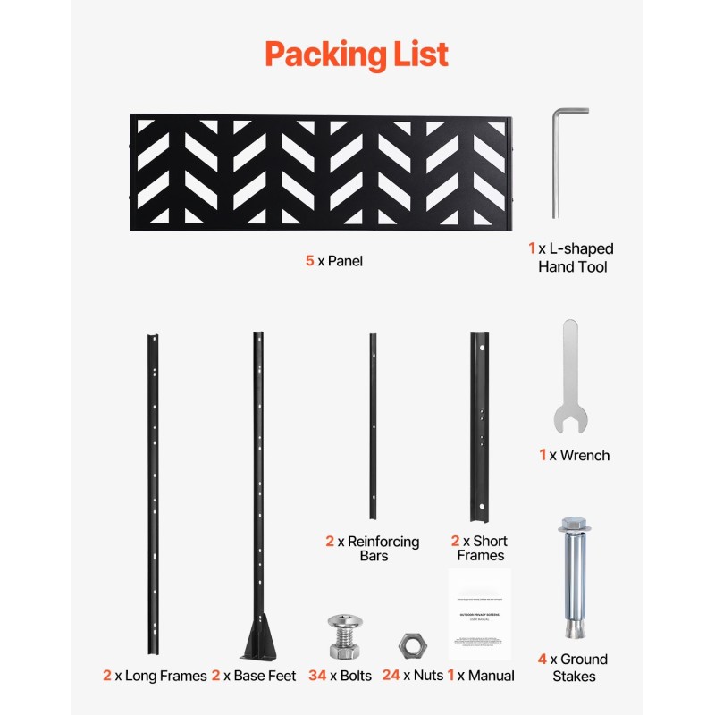 Metallinen 5-paneelinen vapaasti seisova näkösuoja musta 120 x 50,8 x 183 cm