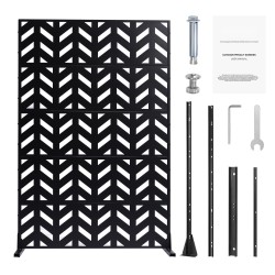 Metallinen 5-paneelinen vapaasti seisova näkösuoja musta 120 x 50,8 x 183 cm