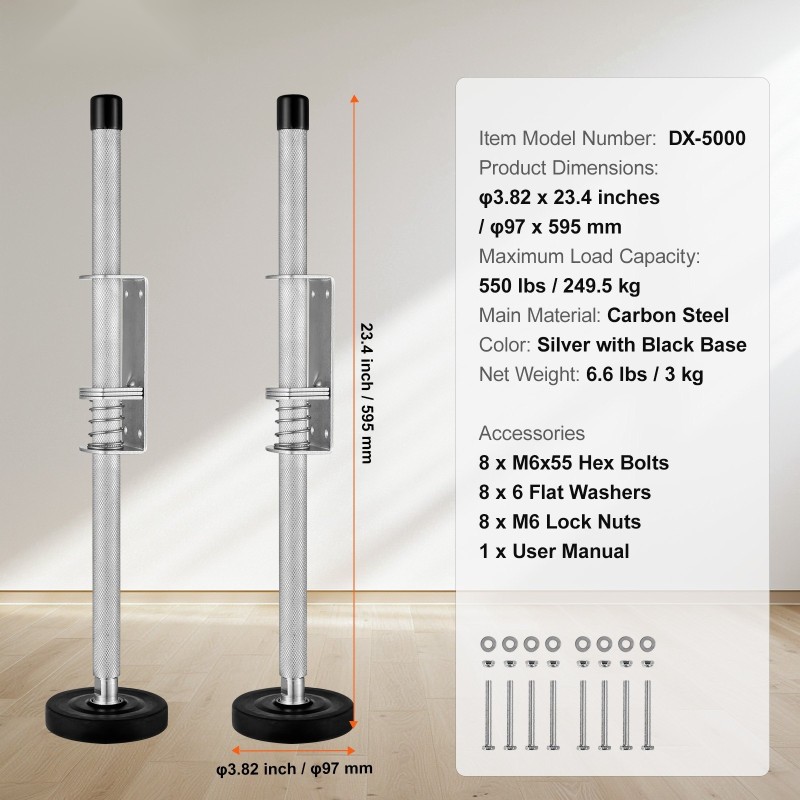 Tikkaiden tasaaja hiiliteräs 595 mm säädettävä 249,5 kg kantavuus