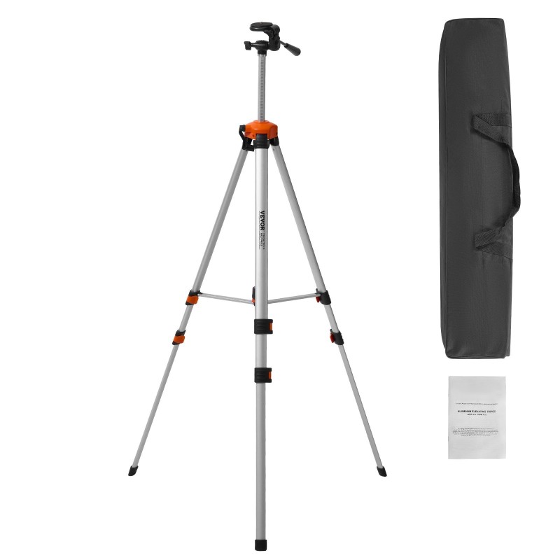 Alumiininen säädettävä kolmijalka 695–1750 mm 1/4x20-kierre integroidulla kuplatasolla