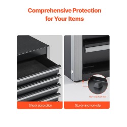 Pieni teräksinen työkalulaatikko viisi laatikkoa EVA-sisämatot PP-jalat musta