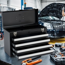 Metallinen 20,5-tuumainen työkalulaatikko 4 vetolaatikkoa kannettava EVA-sisävuorauksilla lukittava