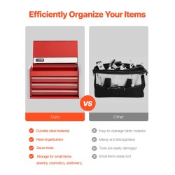 Metallinen työkalulaatikko raskaan teräksen 8,6 tuuman 3 vetolaatikkoa punainen