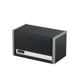 Teräksinen työkalulaatikko kolme vetolaatikkoa kompakti pientyökaluille pehmustetuilla sisuksilla musta