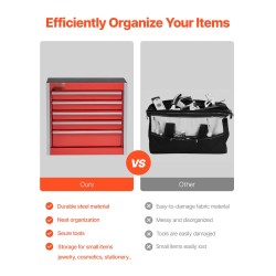 Teräs mini työkalulaatikko 5 vetolaatikkoa EVA-vuoraukset PP-jaloilla punainen