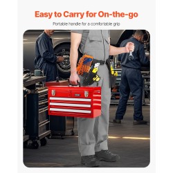 Metallinen työkalulaatikko 20,5-tuumainen 3 vetolaatikkoa EVA-sisämatot punainen