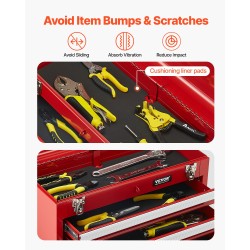 Metallinen työkalulaatikko 20,5-tuumainen 3 vetolaatikkoa EVA-sisämatot punainen