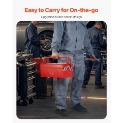 Työkalulaatikko jauhemaalattua terästä neljäntoista tuuman kaksitasoinen kolme tarjotinta punainen kantokahvalla lukitusreiällä