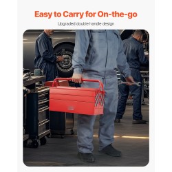 Työkalulaatikko jauhemaalattua terästä 18 tuumaa kolmitasoinen viisi tarjotinta kantokahvalla lukitusreiällä punainen