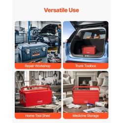 Työkalulaatikko jauhemaalattua terästä 18 tuumaa kolmitasoinen viisi tarjotinta kantokahvalla lukitusreiällä punainen