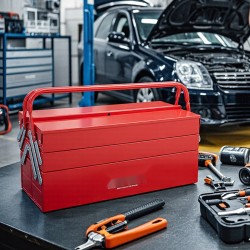 Työkalulaatikko jauhemaalattua terästä 18 tuumaa kolmitasoinen viisi tarjotinta kantokahvalla lukitusreiällä punainen