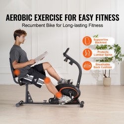 Selkänojallinen magneettinen kuntopyörä aikuisille ja senioreille säädettävällä istuimella LCD-näytöllä