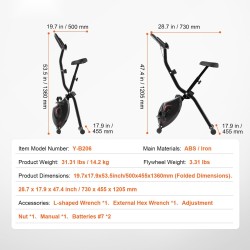 Kokoontaitettava pystymallinen kuntopyörä X-muotoinen teräsrunko monitasoinen magneettivastus säädettävä istuin LCD-näyttö