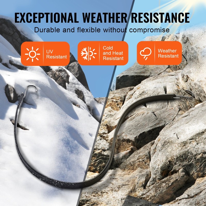 Tasaiset kumiset joustohihnat 20 mm leveät 0,91 m 10 kpl teräksisillä S-koukuilla