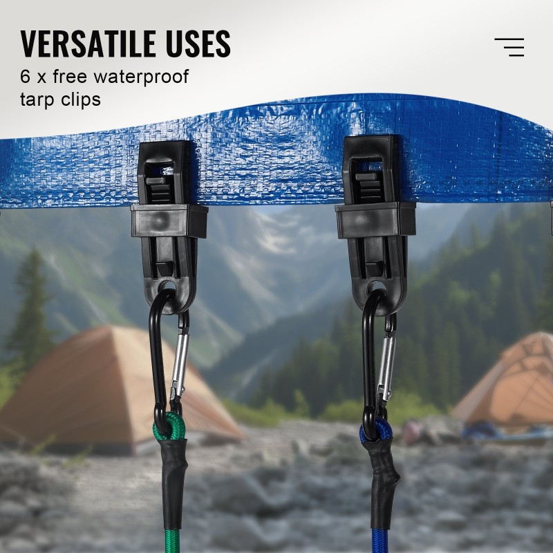 Kolmenkymmenen osan joustoremmisarja kahdeksan millimetriä polypropeenia ja kumia säänkestävä karabiinihakasilla