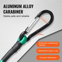 Kolmenkymmenen osan joustoremmisarja kahdeksan millimetriä polypropeenia ja kumia säänkestävä karabiinihakasilla