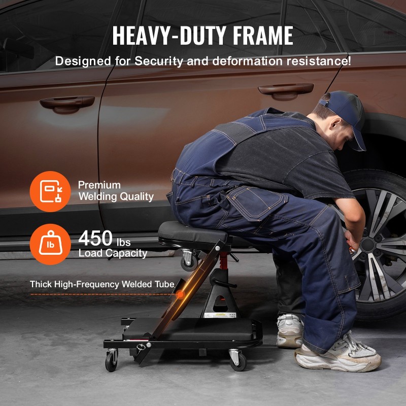 Taitettava mekaanikon makuualusta ja työjakkara hiiliteräsrunkoinen 1016 mm 204,1 kg