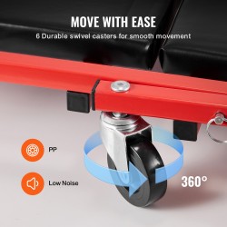 Mekaanikon makuualusta ja jakkara hiiliteräsrunko 914 mm pituus 136,1 kg kantavuus