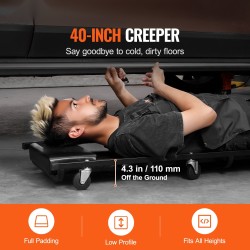 Mekaanikon makuualusta 1016 mm hiilirakenneteräsrunko 136,1 kg pehmustettu säädettävä niskatuki