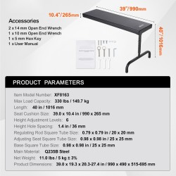 Alusta kojelaudan alle 1016 mm teräsrunko 149,7 kg kantavuus korkeussäädettävä 515–695 mm