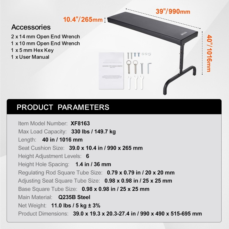 Alusta kojelaudan alle 1016 mm teräsrunko 149,7 kg kantavuus korkeussäädettävä 515–695 mm