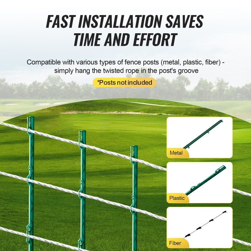 Sähköaitalanka polyneuloksesta kaksisataa metriä kuusi ruostumatonta teräslankasäiettä eläimille