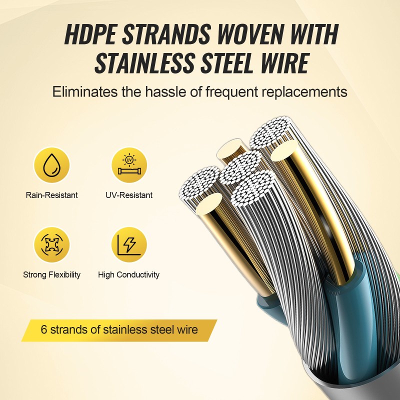 Sähköaitalanka HDPE 500 m 6 ruostumatonta säiettä 25 ja 25 eristintä