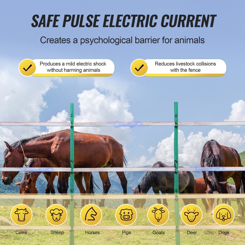 Sähköinen aitausnauha korkeatiheyspolyeteeni 500 metriä 19 millimetriä 6 ruostumatonta teräslankaa