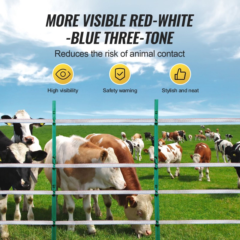 Sähköinen aitausnauha korkeatiheyspolyeteeni 500 metriä 19 millimetriä 6 ruostumatonta teräslankaa