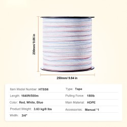 Sähköinen aitausnauha korkeatiheyspolyeteeni 500 metriä 19 millimetriä 6 ruostumatonta teräslankaa