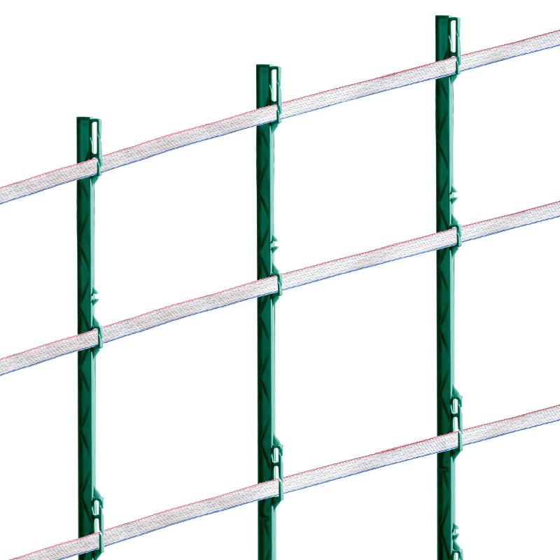 Sähköinen aitausnauha korkeatiheyspolyeteeni 500 metriä 19 millimetriä 6 ruostumatonta teräslankaa