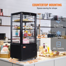 Työtasolle sijoitettava kylmävitriini 85 l 3 hyllytasoa LED-valaistus lukittava ovi