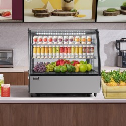 Kylmävitriini ruostumatonta terästä ja karkaistua lasia 115 l 2-tasoinen LED-valaistus leipomoille
