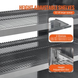 Jäähdytetty esillepanokaappi 901 l 4 säädettävää tasoa LED-valaistus pyörillä