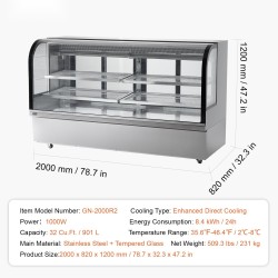 Jäähdytetty esillepanokaappi 901 l 4 säädettävää tasoa LED-valaistus pyörillä