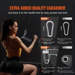 Lat-vetotanko massiiviteräs kumipinnoite 550 kg kaapelikoneeseen musta mukana karabiini