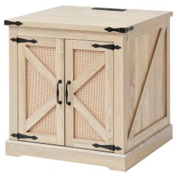 Suorakulmainen sohvapöytä PE rottinki MDF runko 2 kerroksinen säilytys pistorasialla