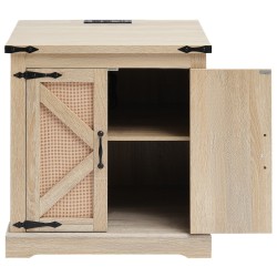 Suorakulmainen sohvapöytä PE-rottinki MDF-runko 2-kerroksinen säilytys pistorasialla