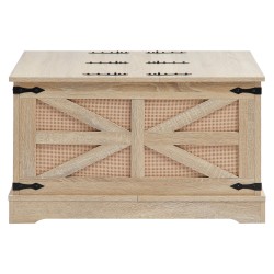 Sohvapöytä suorakulmainen PE-rottinkinen MDF-kannella kaksitasoinen säilytystilalla 80 cm